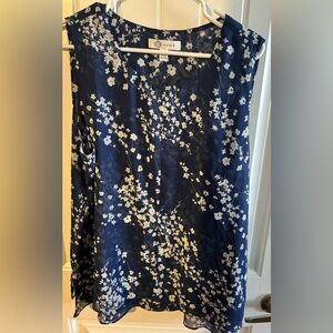 Christina B Navy & White Floral  Tank Top